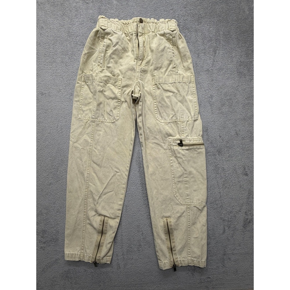 Forever 21 Pants Womens Medium Beige Cargo Utility Zip Hem Cotton Pockets